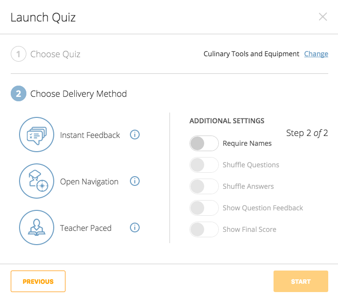 Lanuch Quiz page